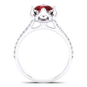 Anillos REYES de Plata de Ley 925 de Primera Calidad con Granate Natural y Moissanita Certificada por GRA para Mujer, Joyería Fina - Product Image 4