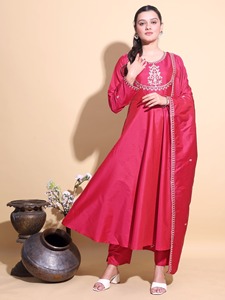Latest Ethnic Silk with Embroidery Work Salwar Kameez Suit for Wedding Party and Festive Function for Women Fancy Trendy Wear - Product Image 4