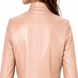 Women <b>Leather</b> <b>Jacket</b> Modern Slim Fit Sleeve Zipper Front Logo Print Regular Length Autumn Styler <b>Jacket</b> <b>Long</b> Sleeves Side Pocket - Product Image 5