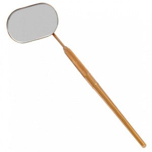 Handheld Oval <b>Makeup</b> <b>Mirror</b> Gold-Plated Metal Frame Single Side Desktop Use - Product Image 1