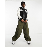 Blouson universitaire noir et blanc pour homme avec patch brodé Sox, style streetwear, coupe classique, écologique, pour l'hiver