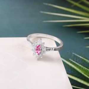 Anillo de compromiso de plata de ley con zafiro rosa marquesa, gema de Ceilán, regalo de propuesta para mujer - Product Image 4