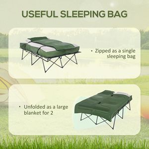 Lettino da Campeggio Pieghevole Portatile per 2 Persone con Materasso Gonfiabile e Cuscini Comfort, Sacco a Pelo per Esterni e Borsa per il Trasporto Inclusa - Product Image 6