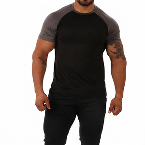 Camiseta Deportiva Personalizada con Logotipo OEM para Hombre, Corte Ajustado, Raglán, Dos Tonos, Algodón y Elastano, para Gimnasio, Entrenamiento, Deporte - Product Image 1