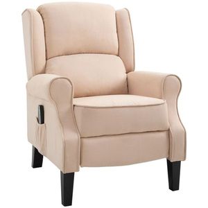 Cream White Wingback Single Sofa Recliner Chair with Vibration Massage Heat & Push Back Features - Product Image 2