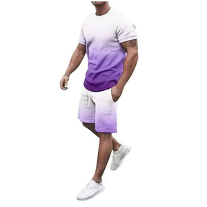 Trajes Deportivos Casuales de Verano para Hombre, Diseño Personalizado con Logotipo, Tejido de Poliéster/Algodón y Fibra de Bambú, Pantalones Cortos y Camiseta de Secado Rápido - Product Image 4