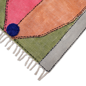 Alfombra Kantha Hecha a Mano en India, 2x3 Pies, de Algodón, Estilo Bohemio, con Patrón Floral, Ecológica, Decorativa, para Sala de Estar, Colorida - Product Image 6