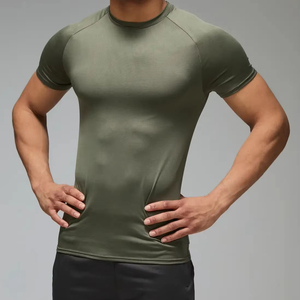 Camiseta ajustada de manga corta para hombre, para gimnasio, entrenamiento, atlética, de compresión, cuello redondo, informal, para entrenamiento. - Product Image 1