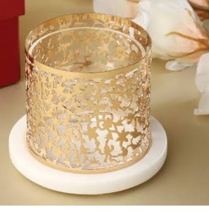 Support de bougie en métal doré sur pied, personnalisé, avec verre, pour bougies chauffe-plat, produit le plus vendu pour l'extérieur - Product Image 2