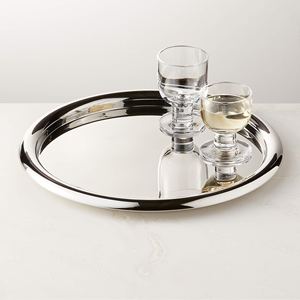 Wholesale Luxury Round <b>Silver</b> Metal Serving Tray Bulk Hotel Platter with Elegant High Polished <b>Mirror</b> Finish Modern Home Decor - Product Image 2