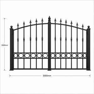 Puerta moderna de acero con recubrimiento en polvo, 5000 mm x 3000 mm, diseño tradicional de puerta batiente, valla para exteriores. - Product Image 1