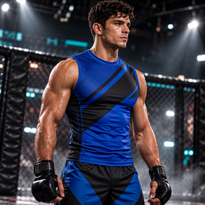 Camiseta de compresión sin mangas de nailon y spandex de 200 GSM con elasticidad en cuatro direcciones para academias de entrenamiento de rash guards. - Product Image 4