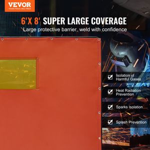 Schermo di Protezione per Saldatura in Vinile Ignifugo 6 X 8 con 4 Ruote Girevoli, Telaio per Schermo e Accessorio per Casco - Product Image 2
