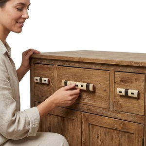 Poignées de tiroir en bambou écologiques, style asiatique traditionnel, pour meubles d'extérieur, en bois de manguier massif et durable - Product Image 2