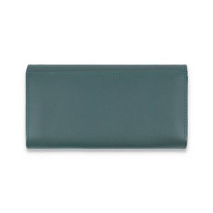 Elegant Emerald Green <b>Leather</b> Trifold Long <b>Wallet</b> Featuring Dual ID Windows Zipper Pocket Multi Slots and Cash Compartments - Product Image 6