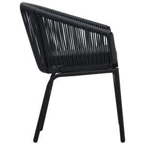 PE Rattan Negro 3 piezas Bistro Set con Cojines Juegos de jardín - Product Image 6