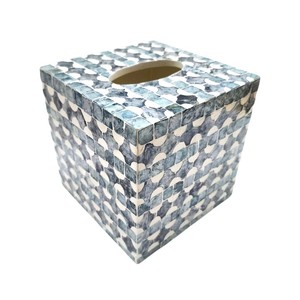Boîte à mouchoirs en bois faite à la main avec incrustation de nacre pour la décoration de la maison - Product Image 5