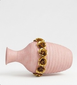 Metal Elegant pink Textured Metal Flower <b>Vase</b> Featuring Luxurious Golden <b>Rose</b> Band Design Handmade Eco-Friendly Perfect - Product Image 2
