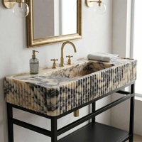 Comptoirs en marbre Calacatta Viola Senger en pierre naturelle, dessus de table de toilette polis, lavabo de salle de bain en marbre cannelé