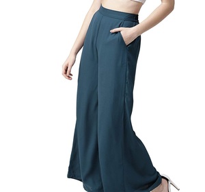 Women High Waist Wide Leg <b>Pants</b> Ankle Length Solid Color Chiffon Loose Fit Casual <b>Summer</b> Breathable With Pockets - Product Image 2