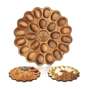 Bandeja/Plato Rectangular de Madera al por Mayor para Huevos Rellenos, Práctico Organizador de Huevos Cocidos para Mesa - Product Image 3