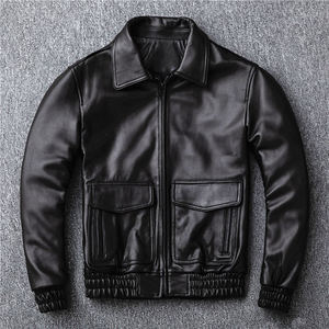 High Quality Real <b>Leather</b> Mens Sheepskin Flight <b>Jacket</b> Genuine <b>Leather</b> <b>Biker</b> <b>Jacket</b> Warm Winter High Street Breathable - Product Image 2