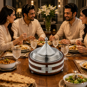 Casserole isolante en bois de qualité supérieure Marvel Handicraft avec couvercle en acier inoxydable, service de plats chauds de luxe, bol élégant pour la table - Product Image 4