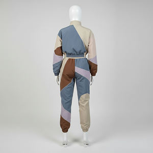 Conjunto Deportivo Personalizado para Mujer, Sudadera con Cuello Redondo y Bloques de Color, Pantalones Jogger, Algodón y Felpa, Ropa Casual Urbana, Moda OEM - Product Image 3