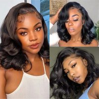 Perruque de cheveux humains sans colle 300 densité prête à porter pré-plumée courte Bob Body Wave 13x4 dentelle frontale perruques de cheveux humains