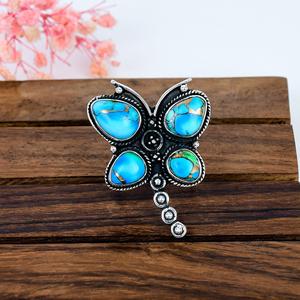 Anillo de Turquesa Azul Hielo en Plata de Ley, Anillo de Diseño Inspirado en la Naturaleza, Joyería Artesanal con Piedras Preciosas, Regalo de Cumpleaños para Ella - Product Image 6