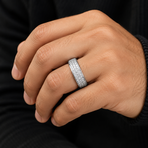 SHRAMAN DIAMOND Custom 10K Solid Gold Rhodium Plated Lab Grown Eternity Band Luxury Fine <b>Couples</b> <b>Rings</b> <b>Wedding</b> Engagement Party - Product Image 2