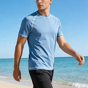 Wholesale Men Rash Guard <b>Compression</b> T <b>Shirt</b> Short Sleeve UV Protection Swim <b>Shirt</b> Custom Logo OEM Factory - Product Image 2