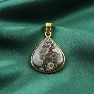 Pendentif en Agate Turritella, Argent 925 Plaqué Or Jaune, Motif Coquillage Goutte d'Eau, Bijou Fait Main, Cadeau de Mode, Vente en Gros, Nouveauté - Product Image 4