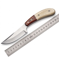 Couteau de chasse à pointe tombante, lame en acier inoxydable, couteau à dépecer, longueur totale, manche en bois, usage extérieur DIY