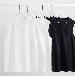 Débardeurs de sport décontractés pour hommes, sans manches, col rond, anti-UV, écologiques, séchage rapide, respirants, 100% coton tricoté, teinture unie, coupe ample - Product Image 4