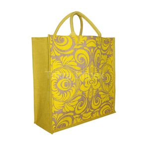 Bolsa de Compras de Yute Laminado PP con Diseño Floral de un Solo Color y Asas de Cuerda, la Más Vendida en Línea, Moderna y Elegante, Ideal para Regalo - Product Image 2