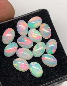 Lote de Cabujones de Ópalo Natural de Corte Ovalado, Gemas Sueltas al por Mayor para Fabricación de Joyas, Cabujones de Ópalo Pulidos para Anillos y Colgantes con Efecto de Color - Product Image 6