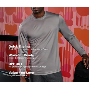 Pack de t-shirts à manches longues pour hommes, t-shirts performants Cool DRI anti-transpiration, t-shirt de performance - Product Image 6