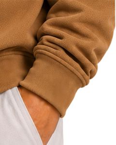 Camel Brown <b>Men</b> Oversized Quarter Zip Sweatshirt <b>Pullover</b> Fleece Cotton Polyester Casual Winter Sweatshirt With Stand Collar - Product Image 5