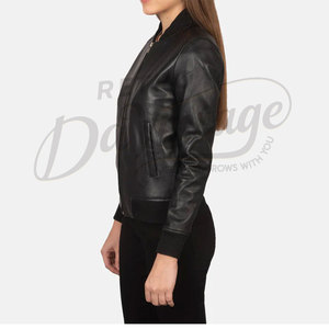 Premium <b>Women</b> Real Leather Bomber <b>Jacket</b> Classic Black Sheepskin Slim Fit <b>Flight</b> <b>Jacket</b> Soft Leather Casual Outerwear - Product Image 5