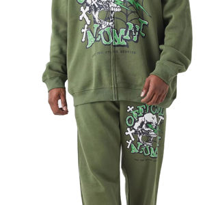 New Trendy Winter Vintage Men's Cotton <b>Fleece</b> Tracksuit Set Customized Top Selling Outdoor <b>Running</b> Tracksuit - Product Image 5