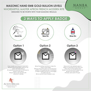 Custom Embroidered Rank Insignia Patch Masonic Regalia Badge Golden Red Shoulder Border T Shape OEM Classical Beads Safety <b>Pin</b> - Product Image 5