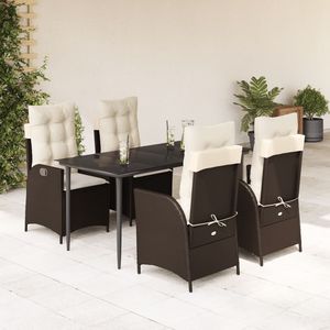 Set da Pranzo da Giardino Marrone Crema per 4 Persone, Mobili da Esterno in Rattan Resistenti alle Intemperie, Design Contemporaneo - Product Image 1