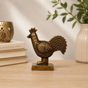 SHUBHAM - Figura de Gallo de Latón Macizo Hecha a Mano, Estatua de Pájaro de Latón Antiguo, Adorno para el Hogar, la Oficina y como Regalo - Product Image 5
