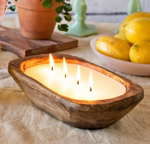 Bol à pâte en bois massif pour la fabrication du pain, bol à bougie vintage, décoration d'intérieur par glowin fashion - Product Image 1