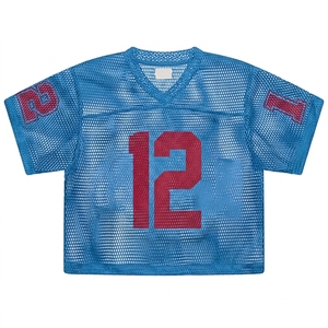Vintage Oversized Unisex <b>Mesh</b> <b>Crop</b> <b>Top</b> Jersey Short Sleeve T-Shirt 3D Stripe Digital Logo 100% Cotton Eco-Friendly Anti-Pilling - Product Image 3