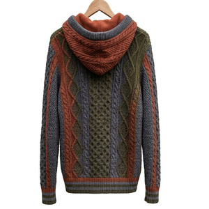 Fashion Forward Regular Fit Slouchy Style Men Knitted Hooded Tops Jersey <b>Fabric</b> Pocket Eco-Friendly 100% Cotton Winter - Product Image 3