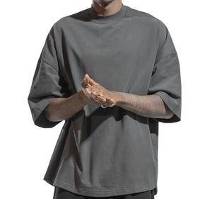 T-shirt Oversize Boxy de Haute Qualité, Vêtements Streetwear Hip Hop, T-shirt Personnalisé avec Logo ou Motif, Lavage Acide, pour Hommes - Product Image 3