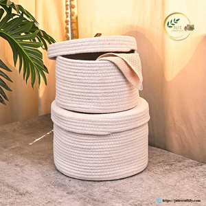 Decorative Jute <b>Storage</b> Bins – Rustic Handmade Natural Fiber <b>Storage</b> <b>Basket</b> for Home Decor and Organization - Product Image 2