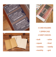 Buku Catatan Perjalanan Kulit Coklat Vintage Grosir, Isi Ulang, dengan Lembar Bertitik & Tempat Kartu, Cocok untuk Hadiah